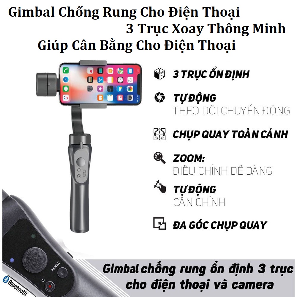 Thiết Bị Quay Phim Chụp Ảnh Chống Rung Cho Điện Thoại - Gimbal F6 Tự Cân Bằng 3 Trục - Hỗ Trợ Các Dòng Điện Thoại