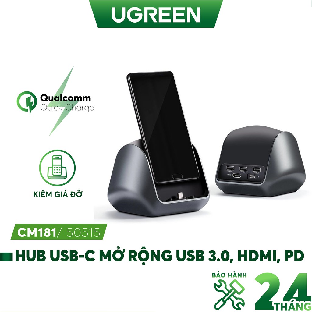 Dock cắm USB-C ra HDMI 4K USB 3.0 HUB 3 port UGREEN 50515