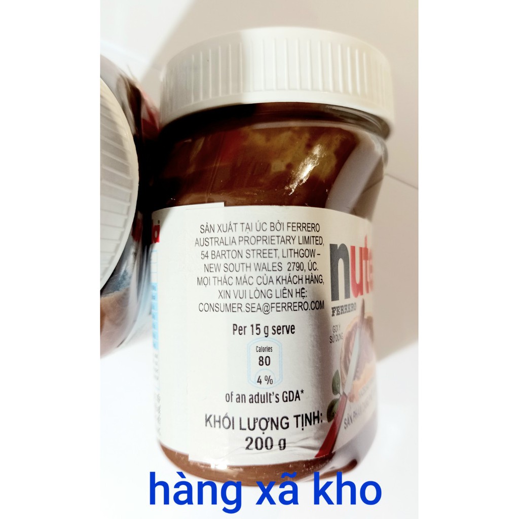 bơ nutella cacao hạt phỉ hũ 200 gr, Úc- .10.2021 xã hàng