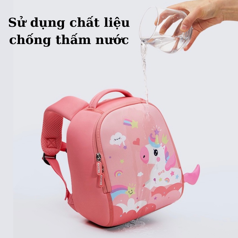 Balo cho bé, balo đi học mẫu giáo mầm non chống nước siêu nhẹ họa tiết khủng long cá mập kỳ lân thỏ dễ thương Xu Xu Kid