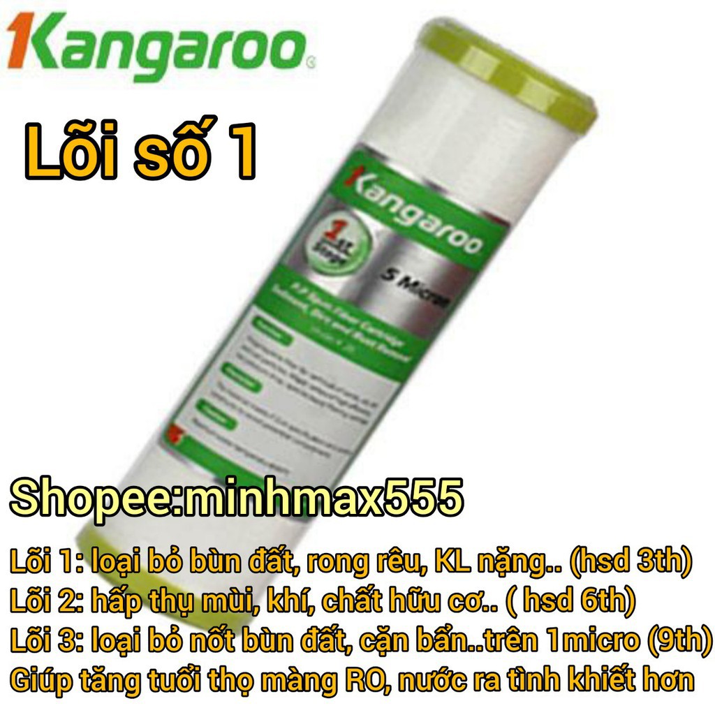 [GIÁ HỦY DIỆT] Bộ Lõi Lọc KANGAROO SỐ 1-2-3 Chính Hãng | Lõi lọc nước Kangaroo Chính Hãng Too Simple