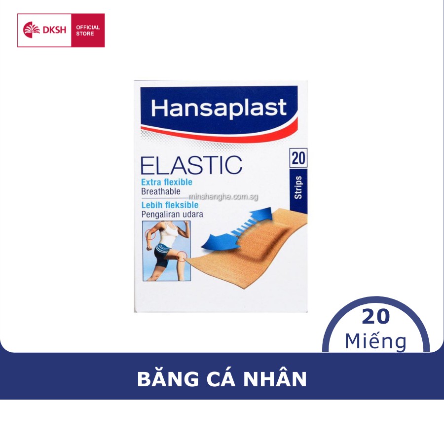 Băng cá nhân Hansaplast Elastic (hộp 20 miếng) - Bằng vải co giãn và cực kỳ thoáng khí - Thương hiệu số 1 của Đức
