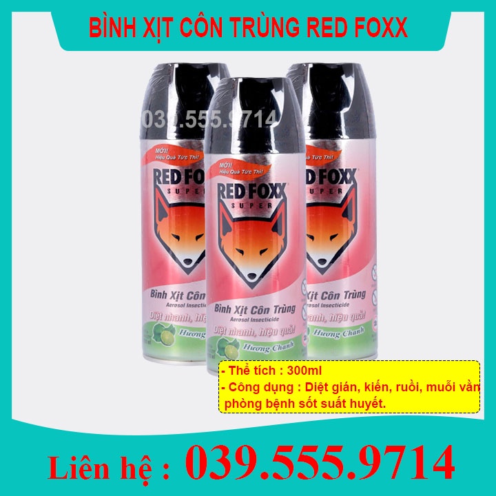 Combo 3 Chai xịt côn trùng Red Foxx Hương Chanh diệt muỗi, gián, ruồi, kiến...