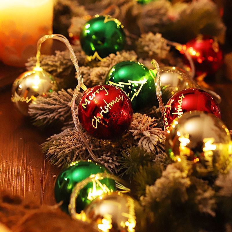[ DIY Christmas Tree Hanging Lights and Colorful Ball String Decoration For Home Wedding Christmas Lawn Yard DIY Lighting ]