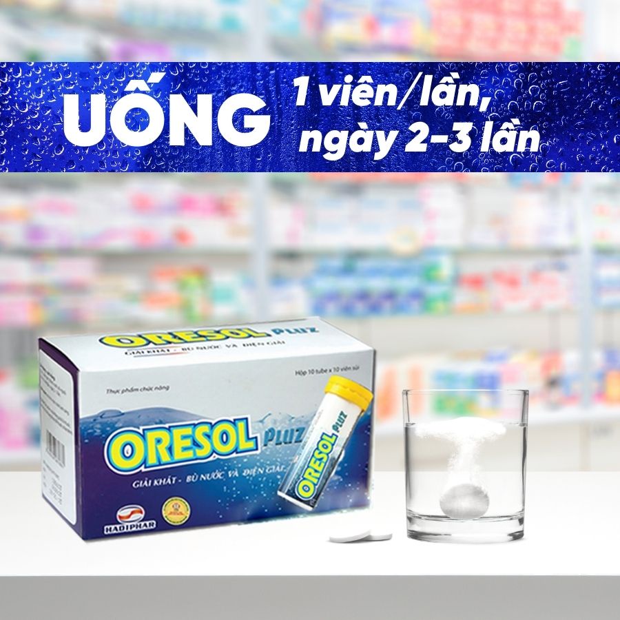 Viên sủi Oresol Pluz tăng cường sức đề kháng, giải khát, bù nước và điện giải (10 viên)