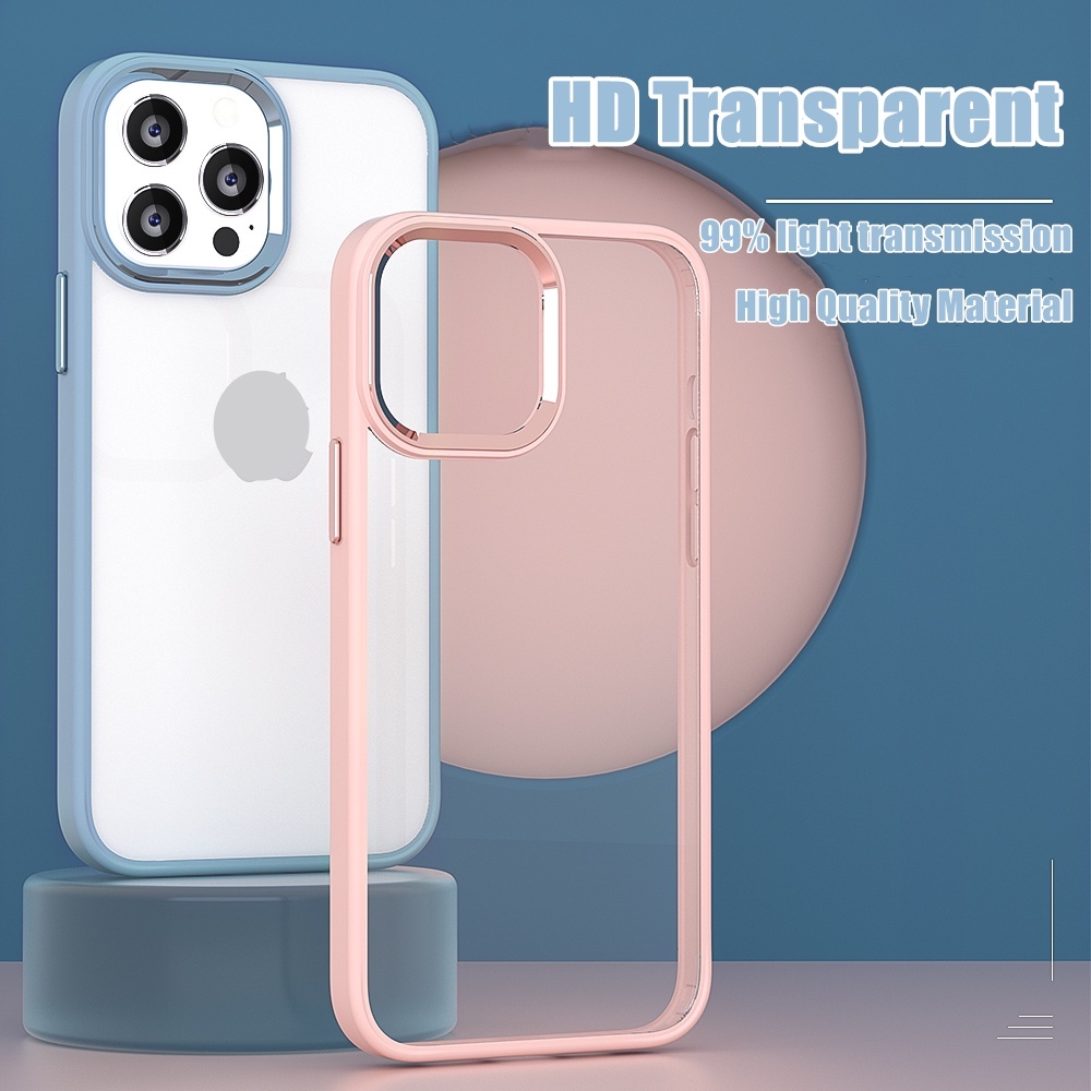Ốp Điện Thoại Trong Suốt Chống Sốc Bảo Vệ Camera Bằng Kim Loại Sang Trọng Cho iphone 13 Pro MAX 12 Pro MAX 11 Pro XS MAX XR X 7 8 Plus