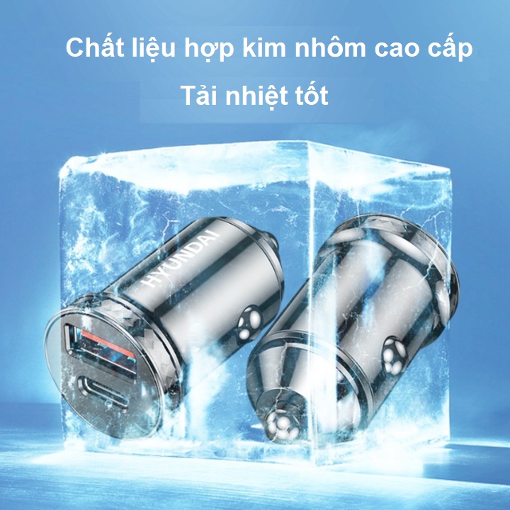 Tẩu sạc nhanh ô tô Hyundai HY-40C tích hợp 2 cổng sạc - HÀNG CHÍNH HÃNG