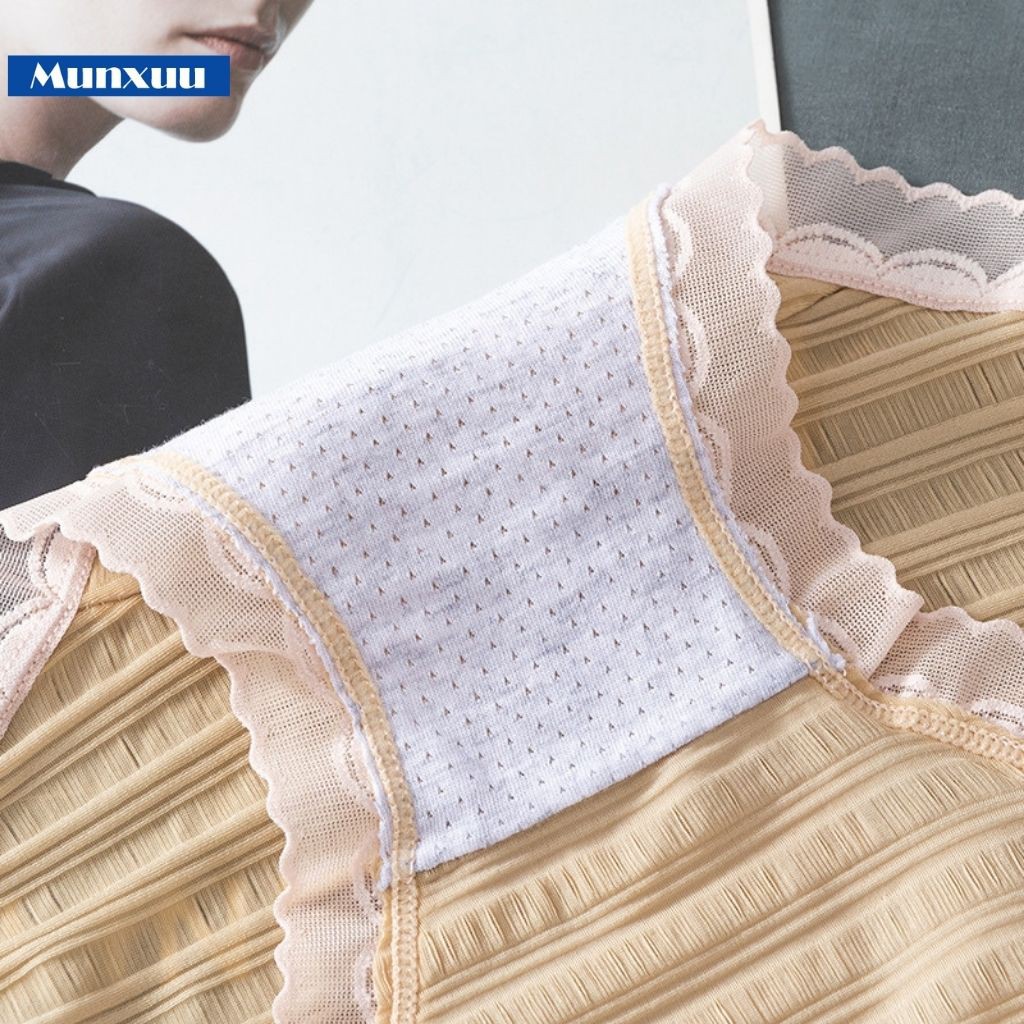Quần lót nữ Cotton lạnh cao cấp viền ren sexy co dãn thoáng khí - MUNXUU QC34