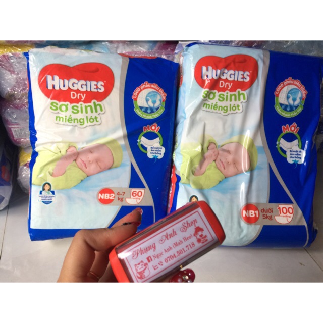 Miếng lót Sơ Sinh Huggies NB1-100 Miếng—NB2-60 miếng