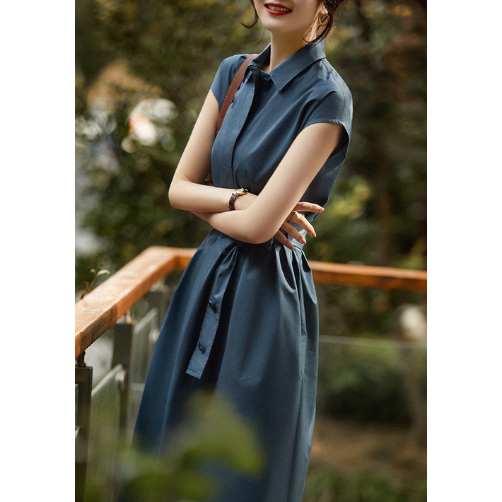 Đầm Sơ Mi Tay Ngắn Cổ Bẻ Thời Trang Dành Cho Nữ