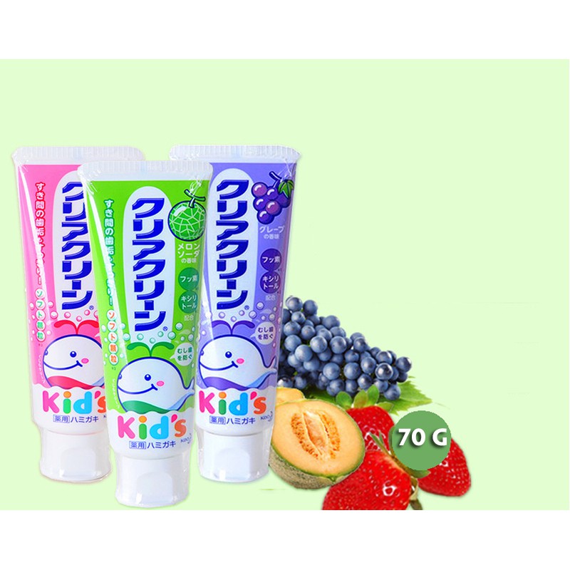 KEM ĐÁNH RĂNG CHO BÉ KAO KIDS NHIỀU VỊ 70G - HÀNG NHẬT NỘI ĐỊA, dành cho bé từ 3 tuổi trở lên