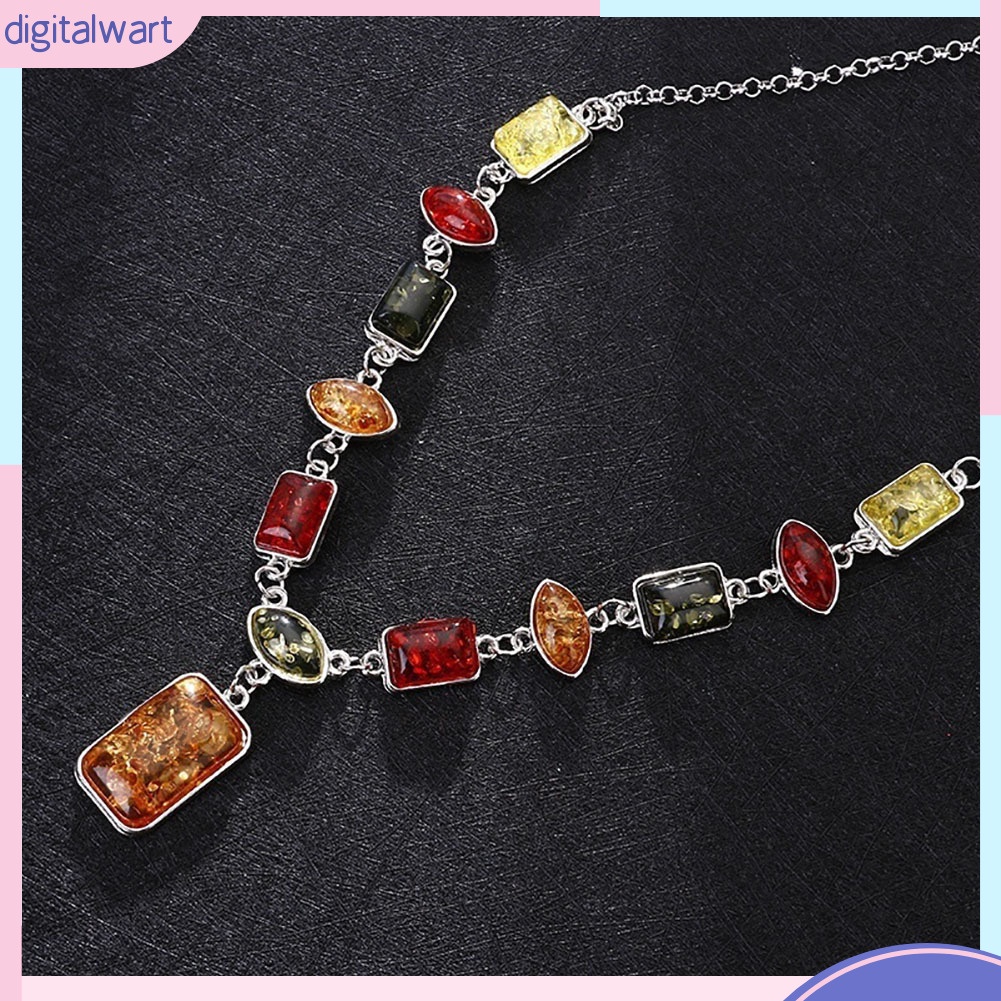 Bộ trang sức đính đá hổ phách phong cách phương Tây thời trang