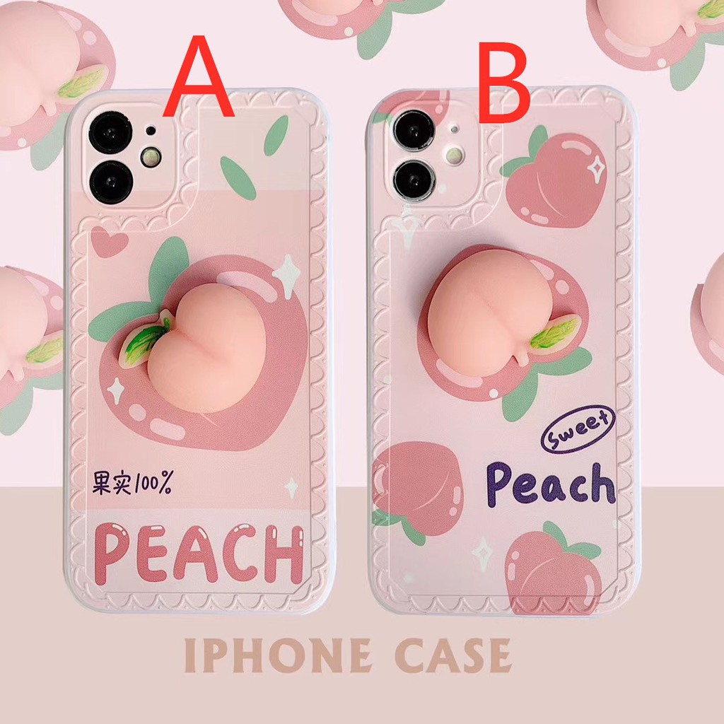 Ốp điện thoại mềm hình quả đào cho Iphone 7 8 Se2020 7plus 8plus Ix Xr Xsmax 11 Pro Promax 12 12mini Pro Promax | BigBuy360 - bigbuy360.vn