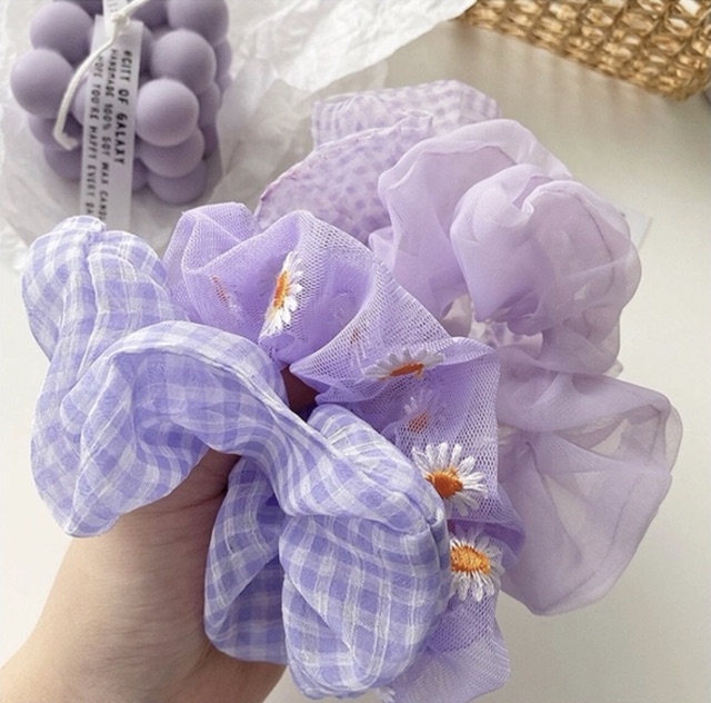 Scrunchies Dây buộc tóc vải tím hot trend Dây cột tóc ULZZANG