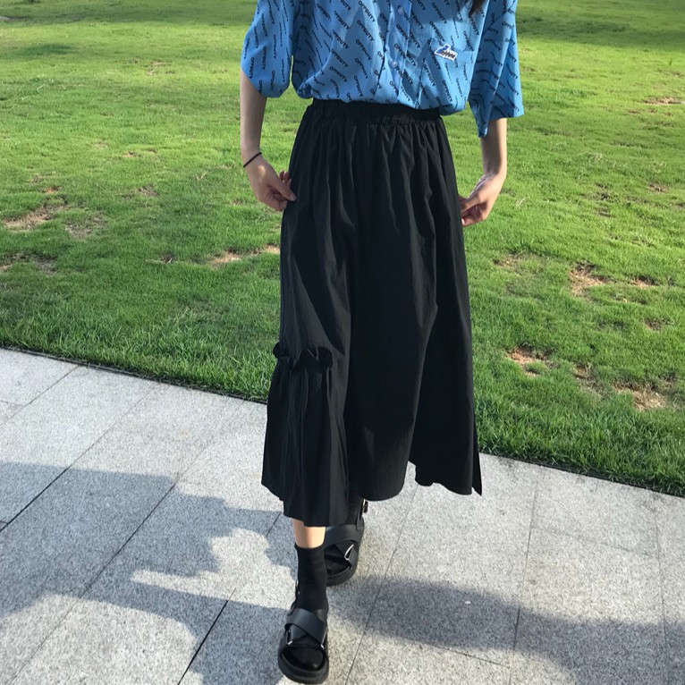 Chân Váy Lưng Cao Nhún Bèo Phong Cách Retro Hàn Quốc | BigBuy360 - bigbuy360.vn