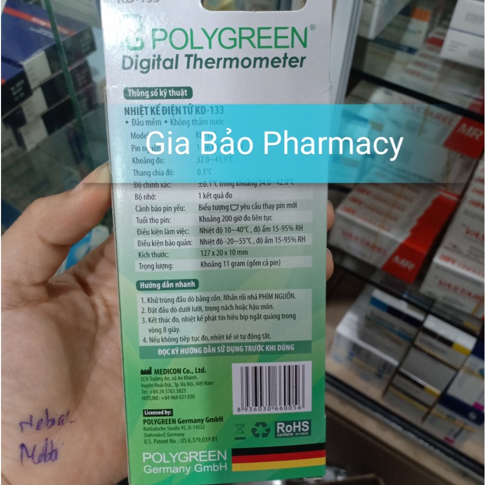 Nhiệt độ điện tử đầu mềm POLYGREEN cho kết quả nhanh,chính xác