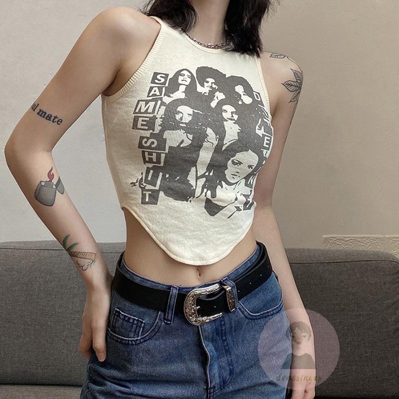 Áo Tank Top Không Tay Cổ Tròn In Chữ Thời Trang Mùa Hè Dành Cho Nữ