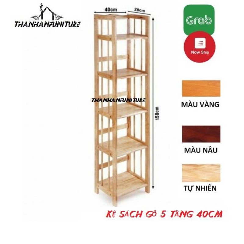 Kệ sách gỗ 40cm - 5 tầng