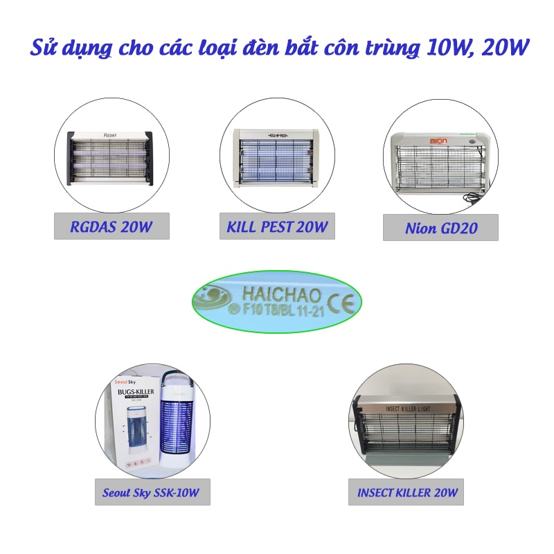 Bóng đèn bắt muỗi HAICHAO đủ loại 4W, 6W, 8W, 10W, 20W, 30W, 40W