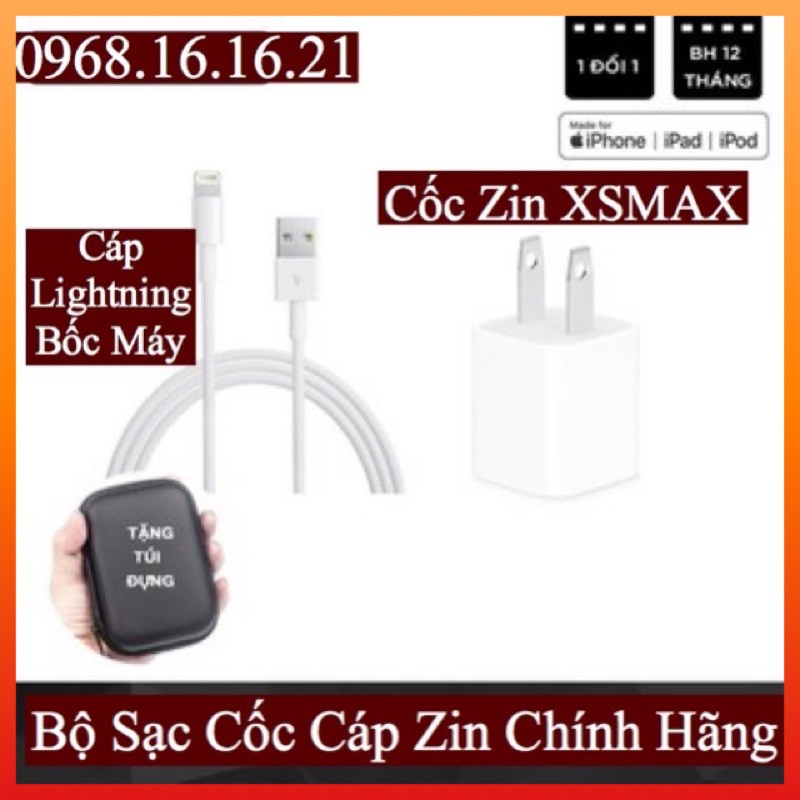 [CHÍNH HÃNG] Bộ Sạc + Cáp IPhone X Zin Máy 100% - Bảo Hành 3 Tháng