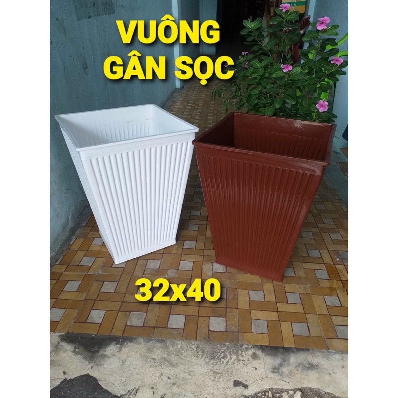 Chậu vuông gân sọc 40x32cm
