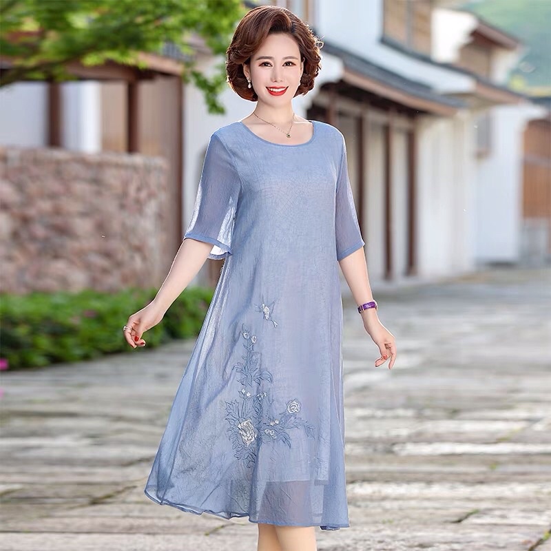 Đầm voan trung niên nữ cao cấp, màu sắc thanh lịch, trẻ trung NV0769