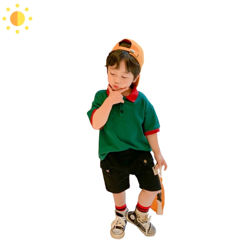 Áo polo cộc tay cho bé trai cotton mùa hè đáng yêu, áo thun có cổ bé trai size 2 đến 9 tuổi - OA072