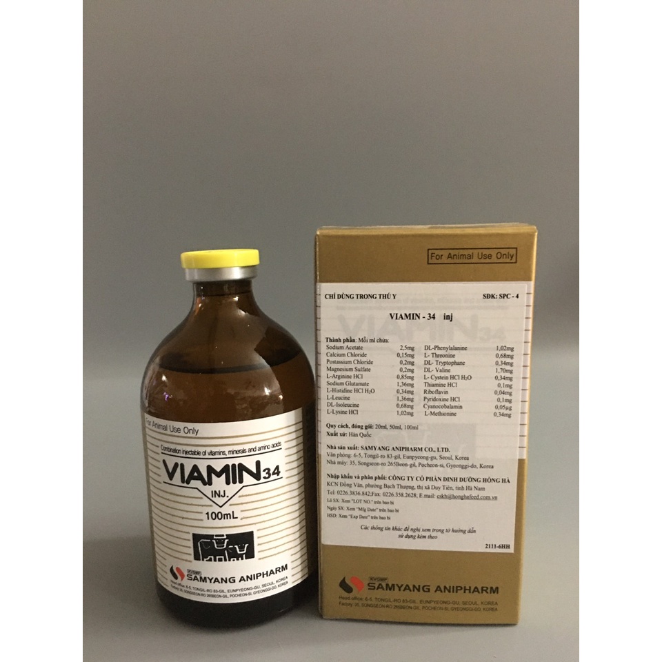 Vitamin 34 bồi bổ cơ thể, hồi sức, tăng lực cho thú cưng, gà đá, chim cảnh