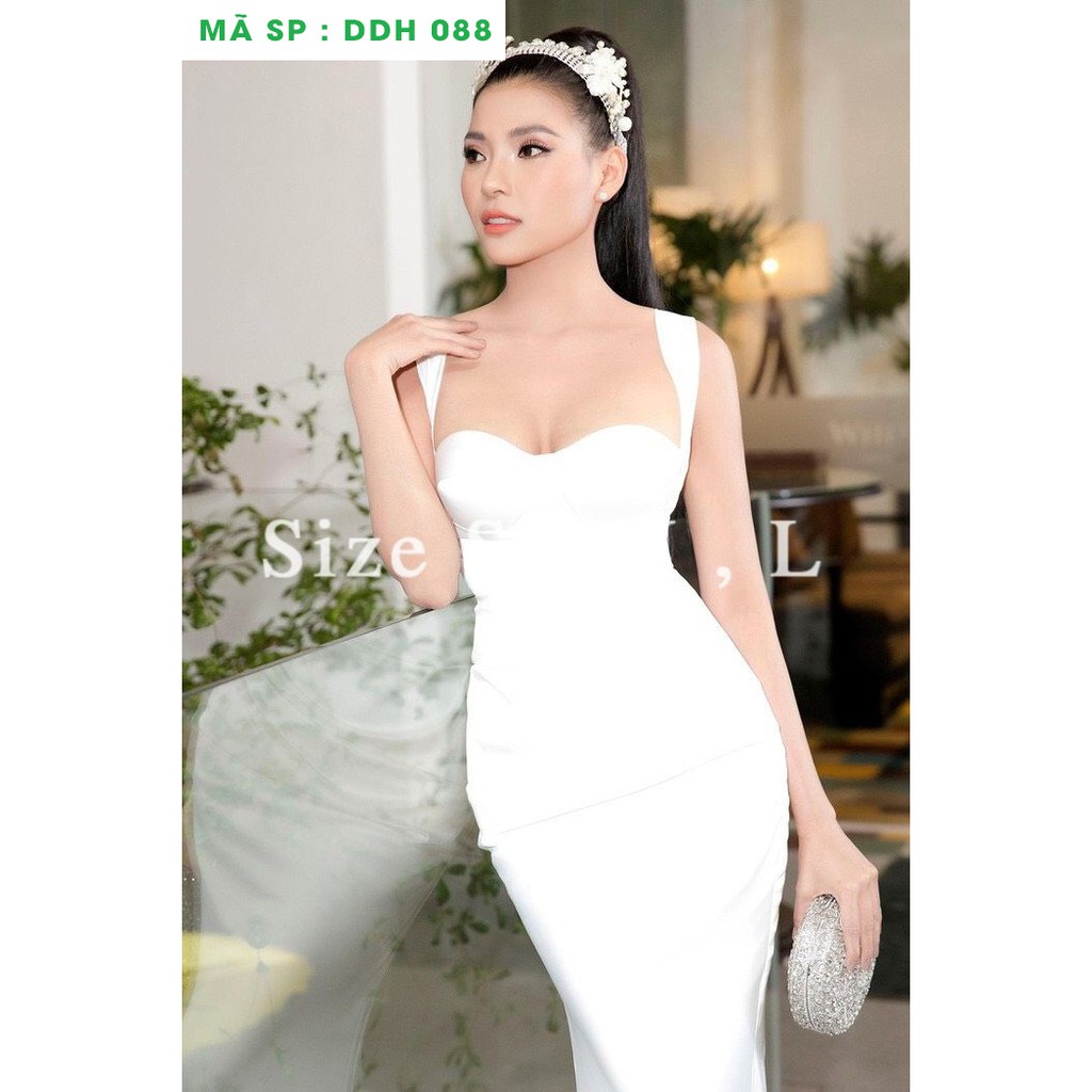 [Shop váy đẹp-Hình thật ] Đầm dạ hội trắng đen 2 dây cúp ngực đuôi cá dự tiệc sang chảnh Thoitranghd