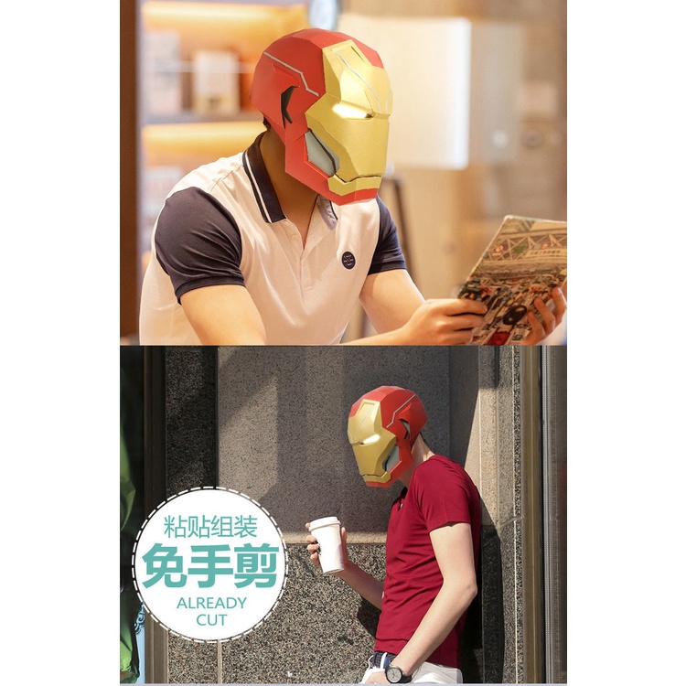 Mô Hình Mặt Nạ Nhân Vật Iron Man Bằng Giấy Làm Thủ Công Chất Lượng Cao