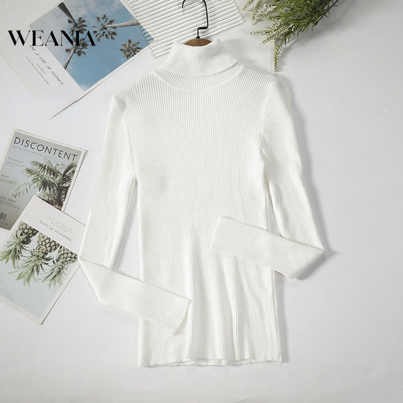 Áo Sweater Dệt Kim Mỏng Cổ Lọ Có 23 Màu Thời Trang Cho Nữ