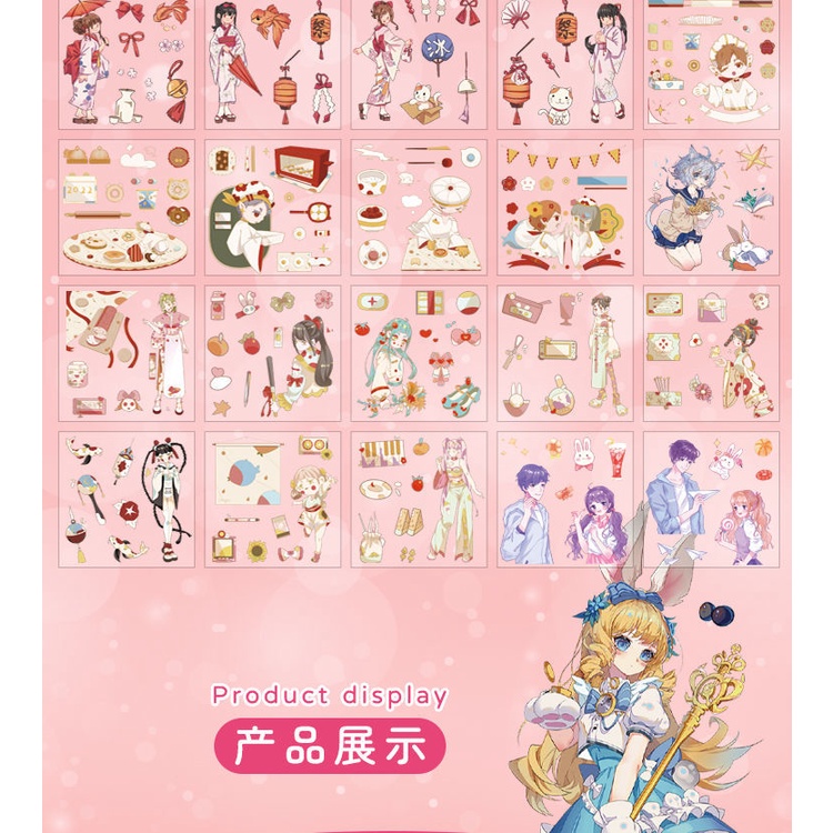 Bộ 100 Tấm Hình Dán Nhân Vật Hoạt Hình Trang Trí Sổ Tay Dễ Thương