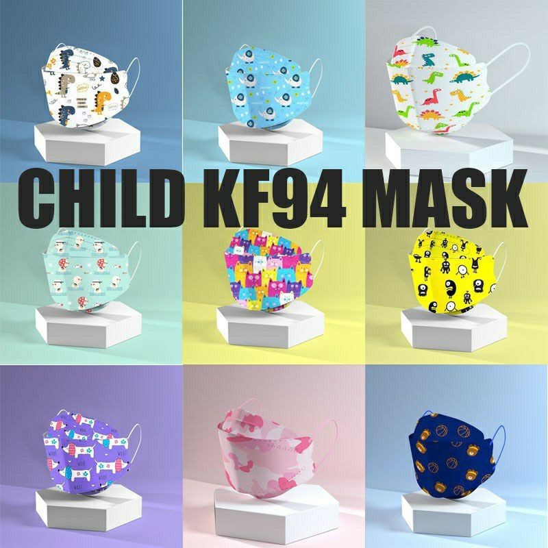 Com bo 10 khẩu trang GrownTech 4D KF94 họa tiết đáng yêu cho trẻ em từ 1 - 10 tuổi uni sex