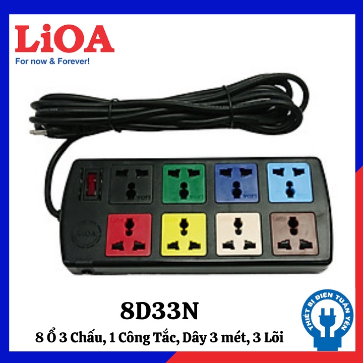 Ổ cắm điện LIOA, 4 lỗ 6 lỗ 10 lỗ, có công tắc, ~2000W - 3300W, dây dài 3m/5m( TUẤN YẾN)