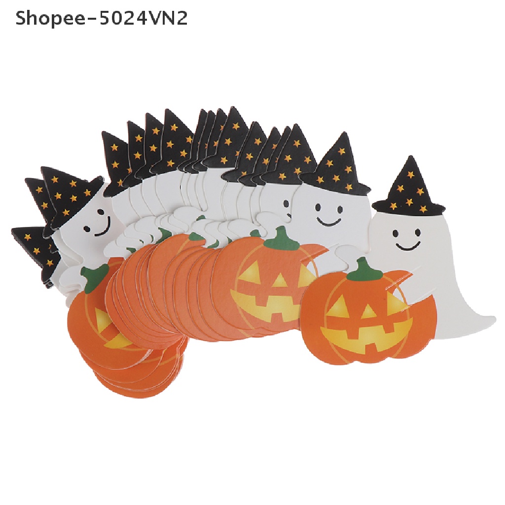 [Mới &amp; Halloween &amp; Halloween] Set 50 Tấm Thiệp Giấy Hình Ma Bí Ngô DIY Làm Quà Tặng Kẹo Mút