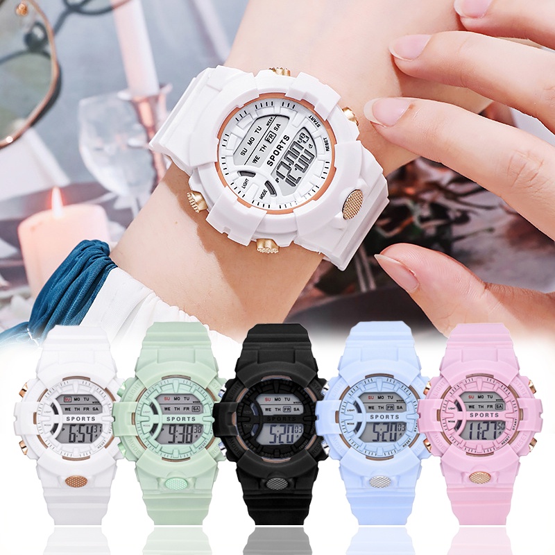 Đồng Hồ Điện Tử Đeo Tay Dây Silicone Màu Sắc Kẹo Ngọt Đa Năng Dành Cho Nam Và Nữ