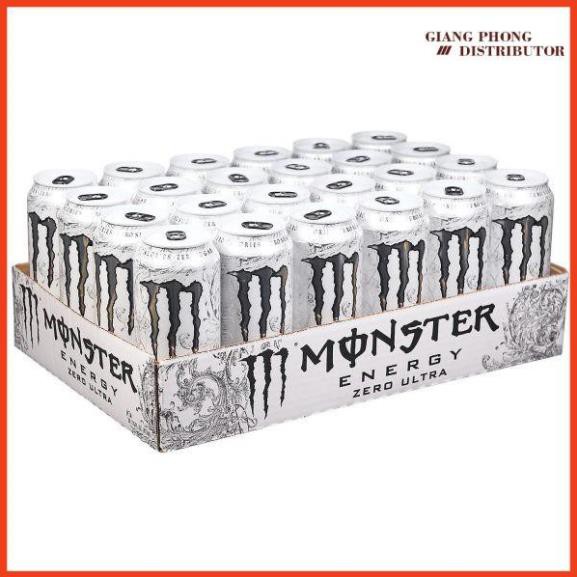 Nước tăng lực Monster Energy Thùng 24 lon nước tăng lực Monster Energy vị ít đường (lon màu trắng)