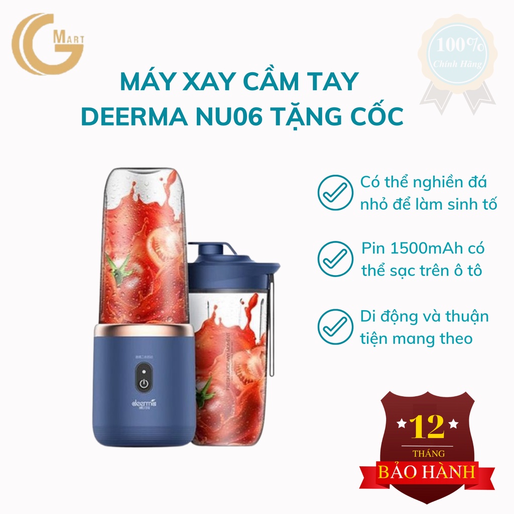 Máy xay sinh tố cầm tay cao cấp deerma Nu06 Bh12 tháng, tặng 1 cốc xay