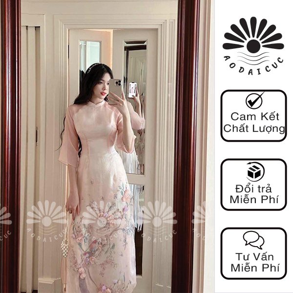 Áo cách tân 4 tà hồng nhẹ tay lỡ sang chảnh đi cưới