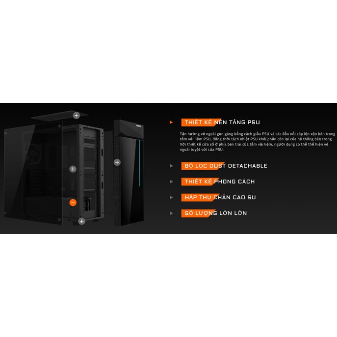 Thùng máy case Gigabyte GB-C200 Glass Hàng New