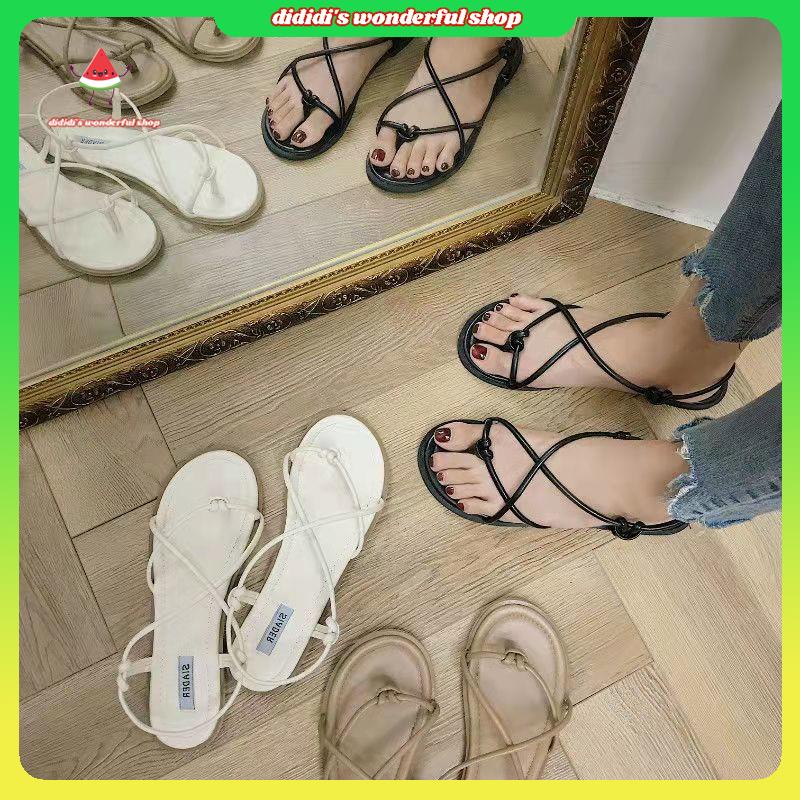 Giày Sandal Xỏ Ngón Đế Bằng Phong Cách Hàn Quốc Kiểu Mới Cho Học Sinh Dễ Phối Đồ