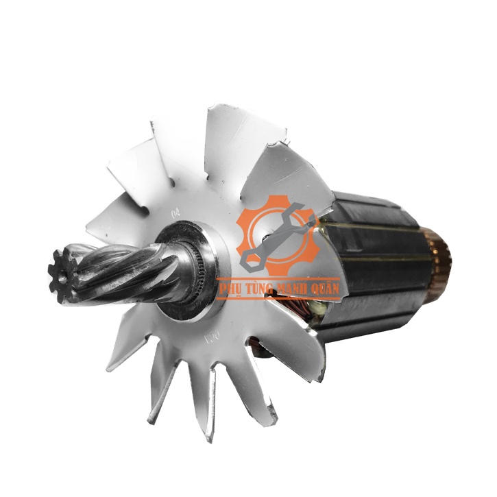 Rotor/ruột máy cắt sắt AJG02-355 DCA thân 55 dài 191 tặng kèm chổi than cao cấp