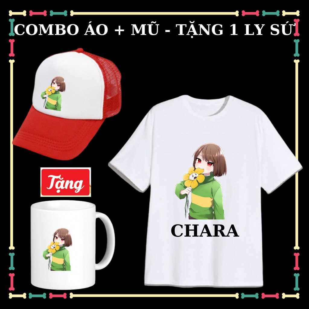 Combo áo Chara mũ lưỡi trai Chara xịn xò cho bé trai bé gái HUY HIỆU Chara