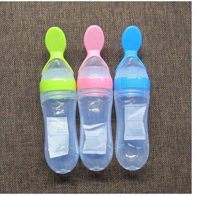 [ Flash sale 24/5] Bình thìa ăn dặm silicon cho bé - 90ml