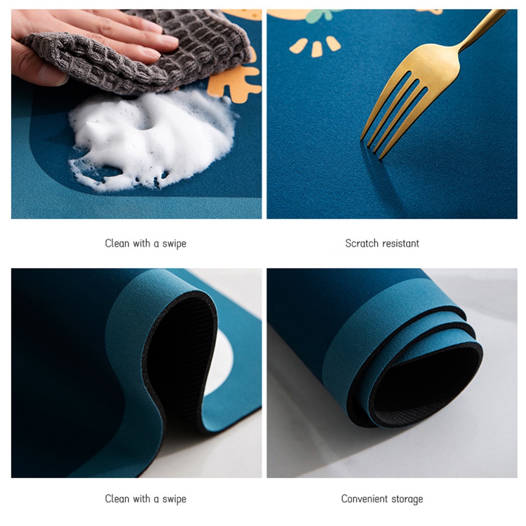 Thảm chùi chân chống trượt hình thú nhanh khô để phòng tắm, nhà bếp – BLUE DEER