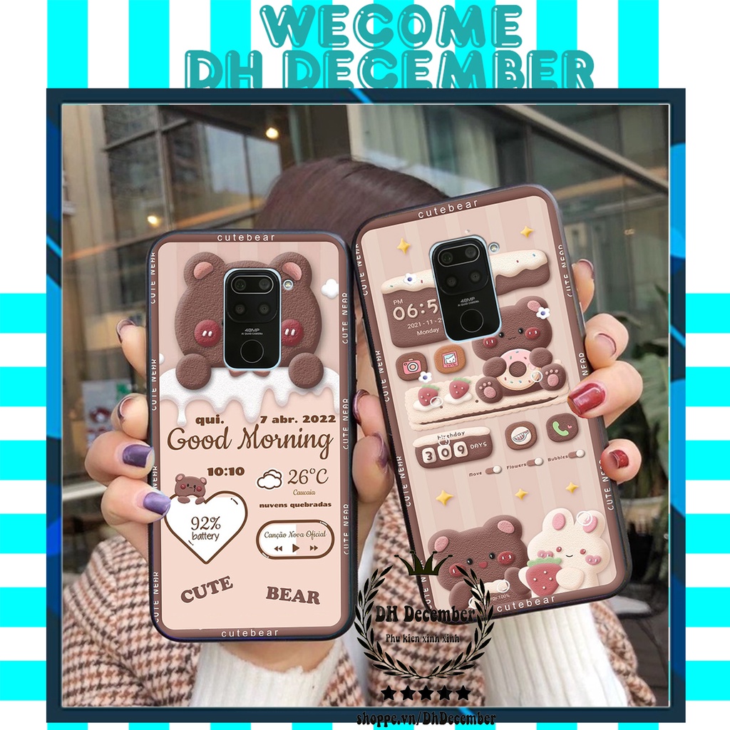 Ốp lưng Xiaomi REDMI NOTE 9 in hình 3D GẤU HỒNG-GẤU BE3R -XINH XẺO CỰC ĐẸP