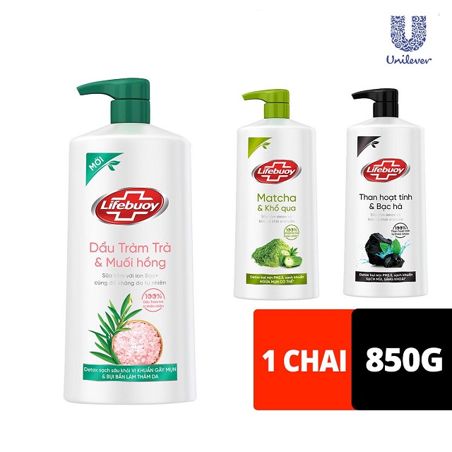 Sữa tắm Lifebuoy Detox và Bảo vệ khỏi vi khuẩn 850gr (Chai)