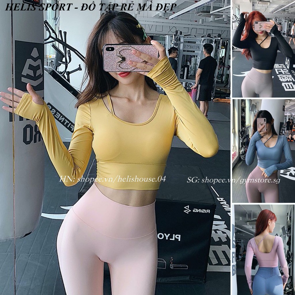 Áo Thun Tập Gym Có Mút Ngực Croptop Dài Tay Thể Thao Nữ Tập Yoga Zumba Đồ Tập Rẻ Đẹp GYMSTORE 771