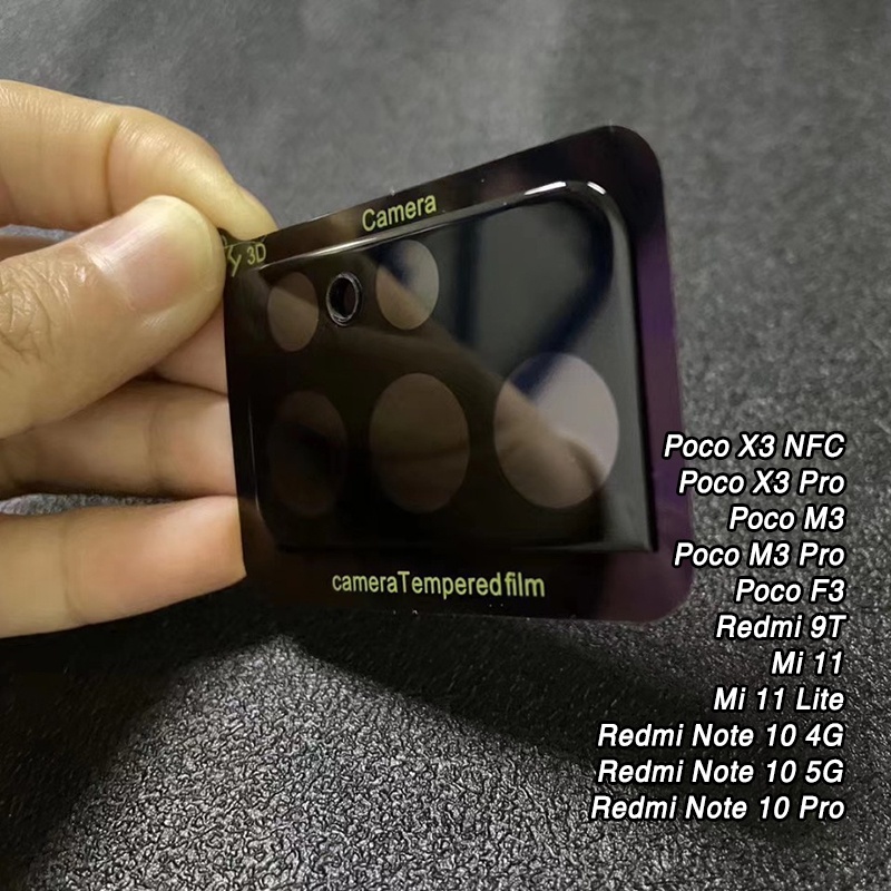 Kính cường lực camera Full đen cho Các dòng máy Xiaomi, Redmi Note 10 4G-5G / Note 10 Pro / Poco X3-X3 Pro-M3-F3/ Mi11