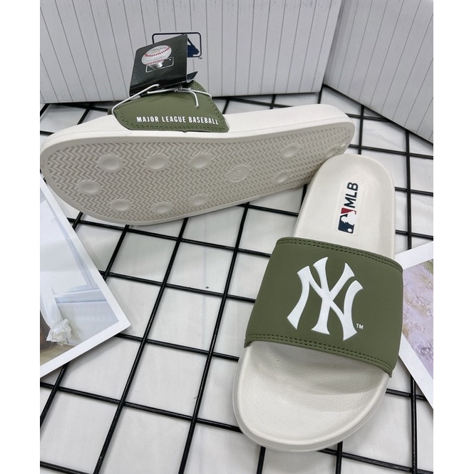 DÉP NY MLB NỘI ĐỊA HÀN TRẮNG XANH RÊU LOGO  - MLB CHÍNH HÃNG UNISEX NAM NỮ  - CÓ BILL MUA HÀNG